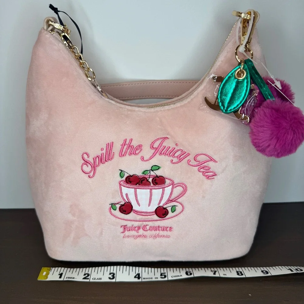 Juicy Couture Sweet‎ Tea Party Hobo Bag Spill the Juicy Tea Pink Clay NWT